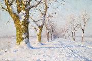 Walter Moras A sunny winters day Sweden oil painting artist